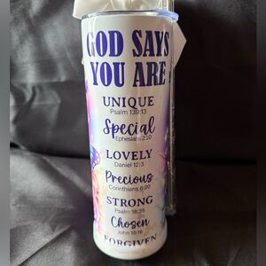 New 20oz Inspirational Bible Verse with Floral Design Tumbler Nonslip Straw Lid